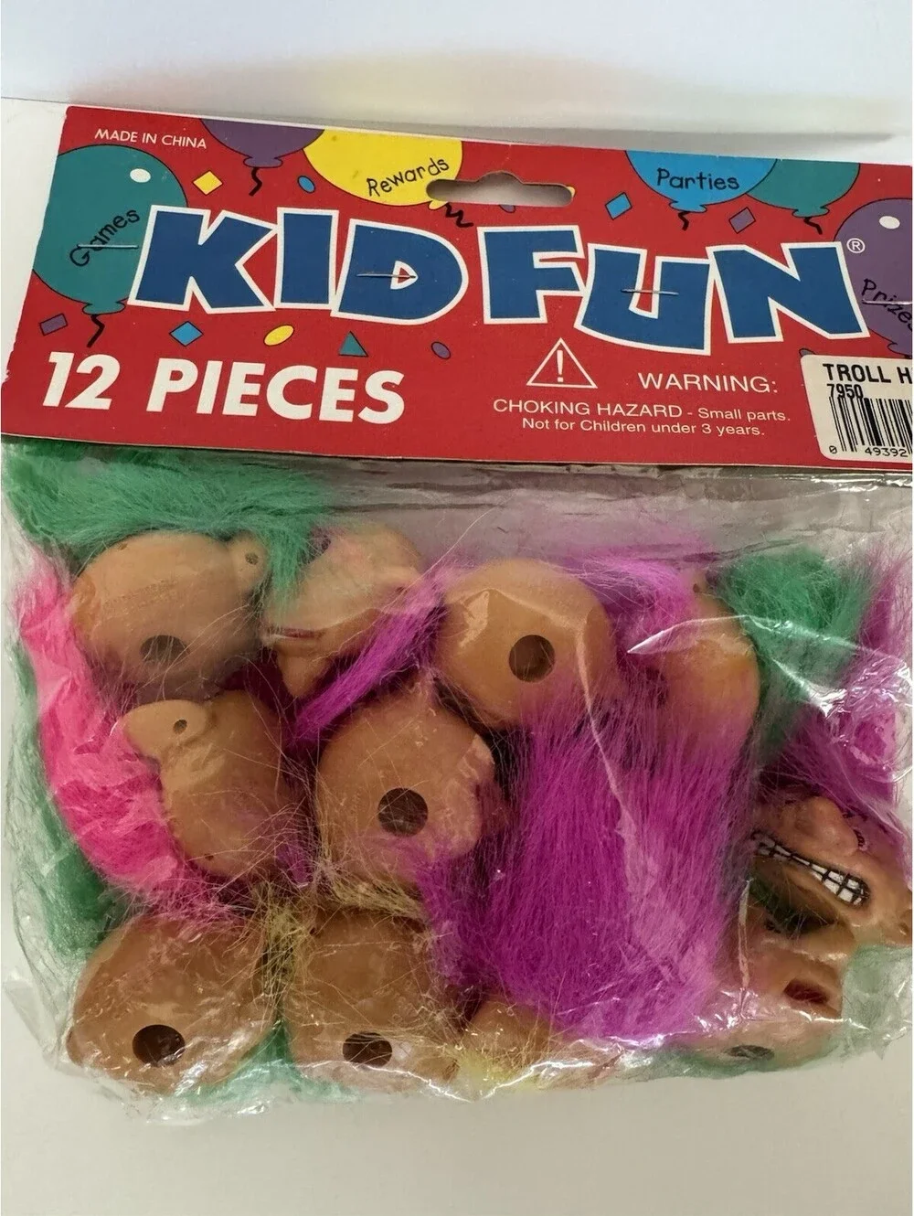 Vintage Troll Head Pencil Toppers Lot of 12 Sealed Kid Fun Party Favors NOS